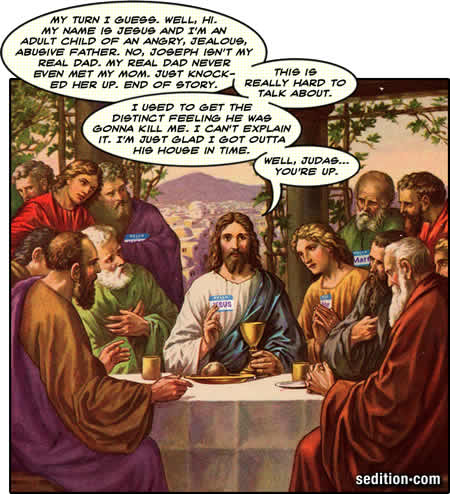 Jesus unloads at his support group.