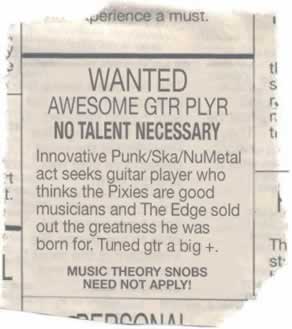 Wanted: Loser Gtr Plyr